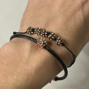 Rose Gold Tone Rhinestoned Bracelet Set